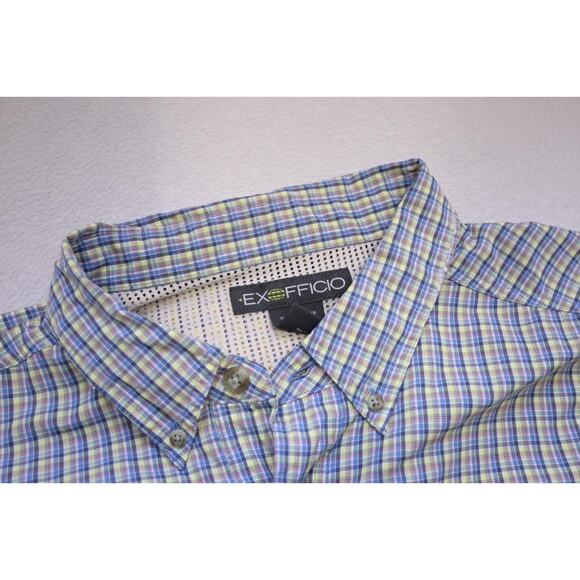 Exofficio Button Up Camp Shirt Plaid Vented Fishing Long Sleeve Mens Sz XL - Picture 7 of 10